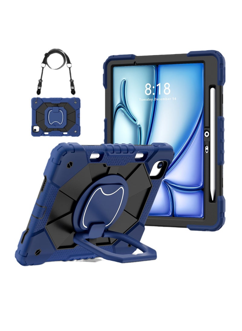 For iPad Air11 2024 tablet case, all-inclusive rotating bracket, silicone strap strap. - Image 1